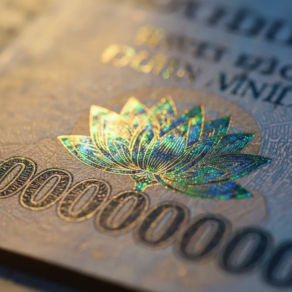Dải màu đổi màu OVI trên tờ tiền 200k