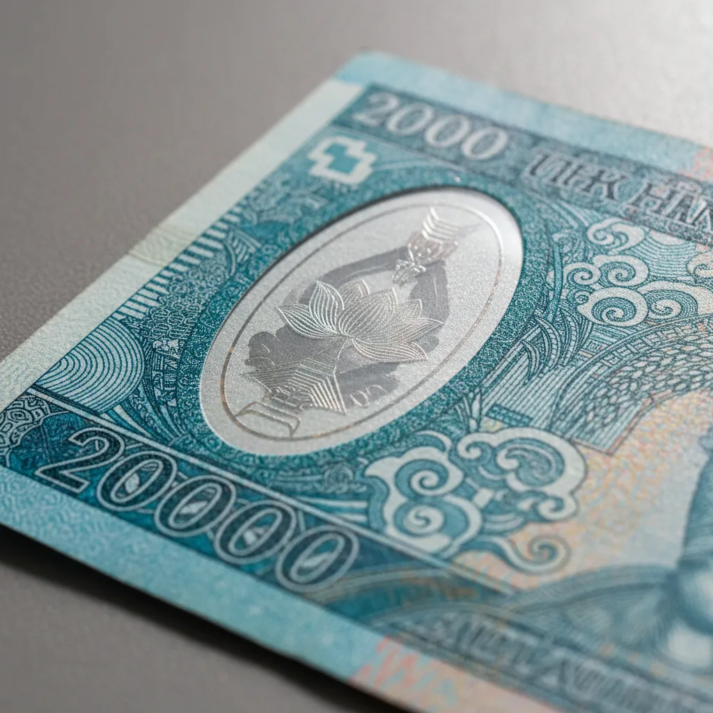Cửa sổ trong suốt với số mệnh giá ẩn trên tờ 200k